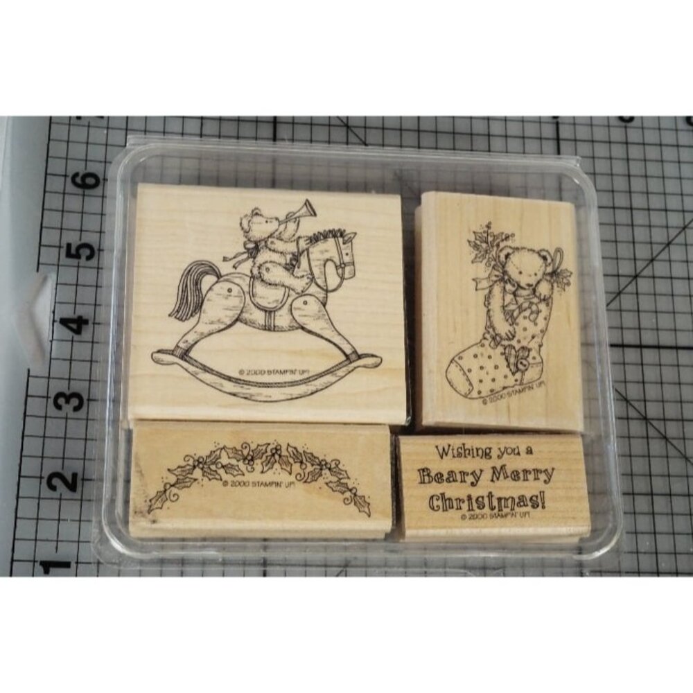 Stampin’ Up! 2000 “A CHRISTMAS WISH” Set of 4 Rubber Stamps NEW
